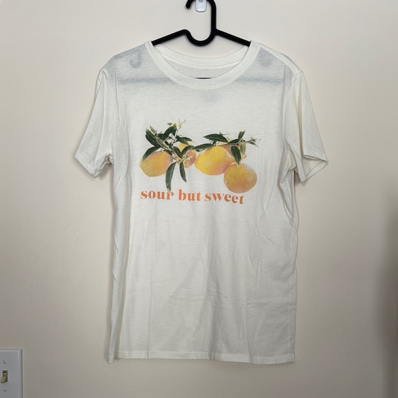 White T-Shirt with Lemon Graphic - Picture 1 of 3